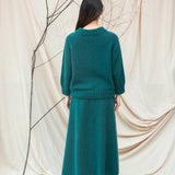 Rosalia Mohair Knitted Skirt in Pine by HANNAH BEAUMONT
