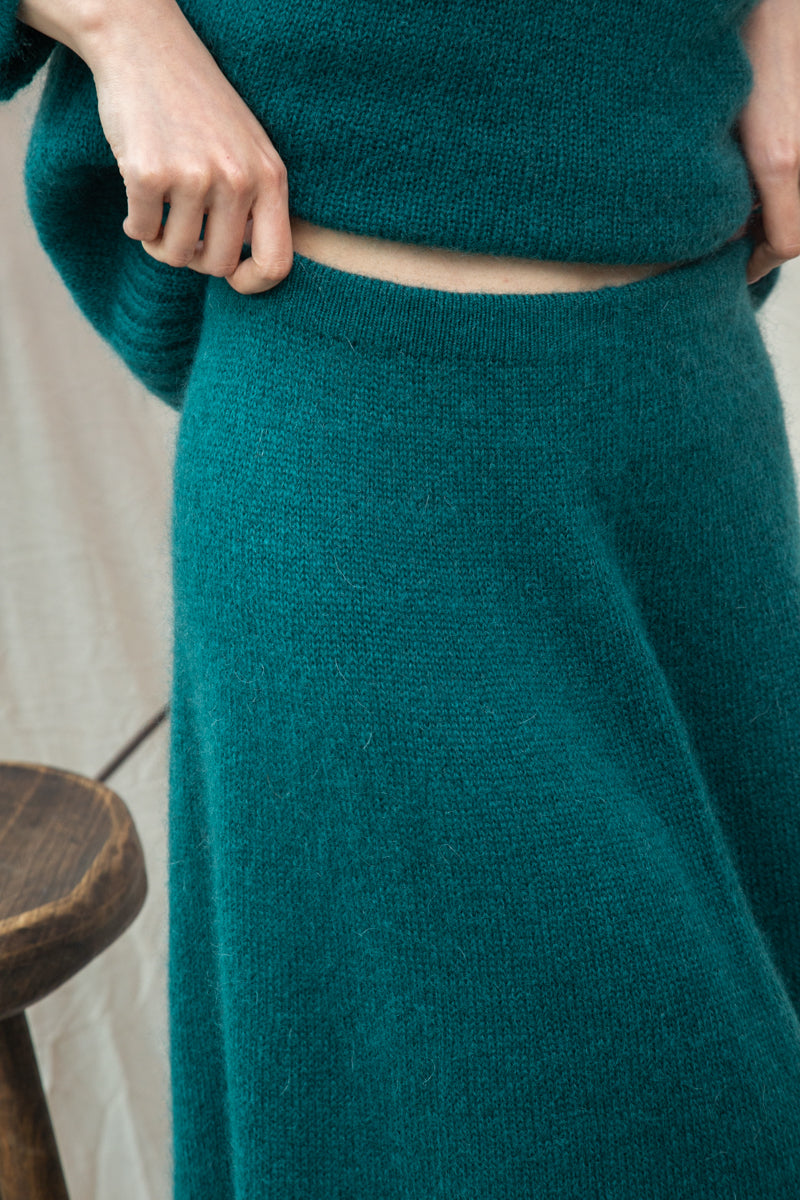Rosalia Mohair Knitted Skirt in Pine