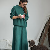 Rosalia Mohair Knitted Skirt in Pine by HANNAH BEAUMONT