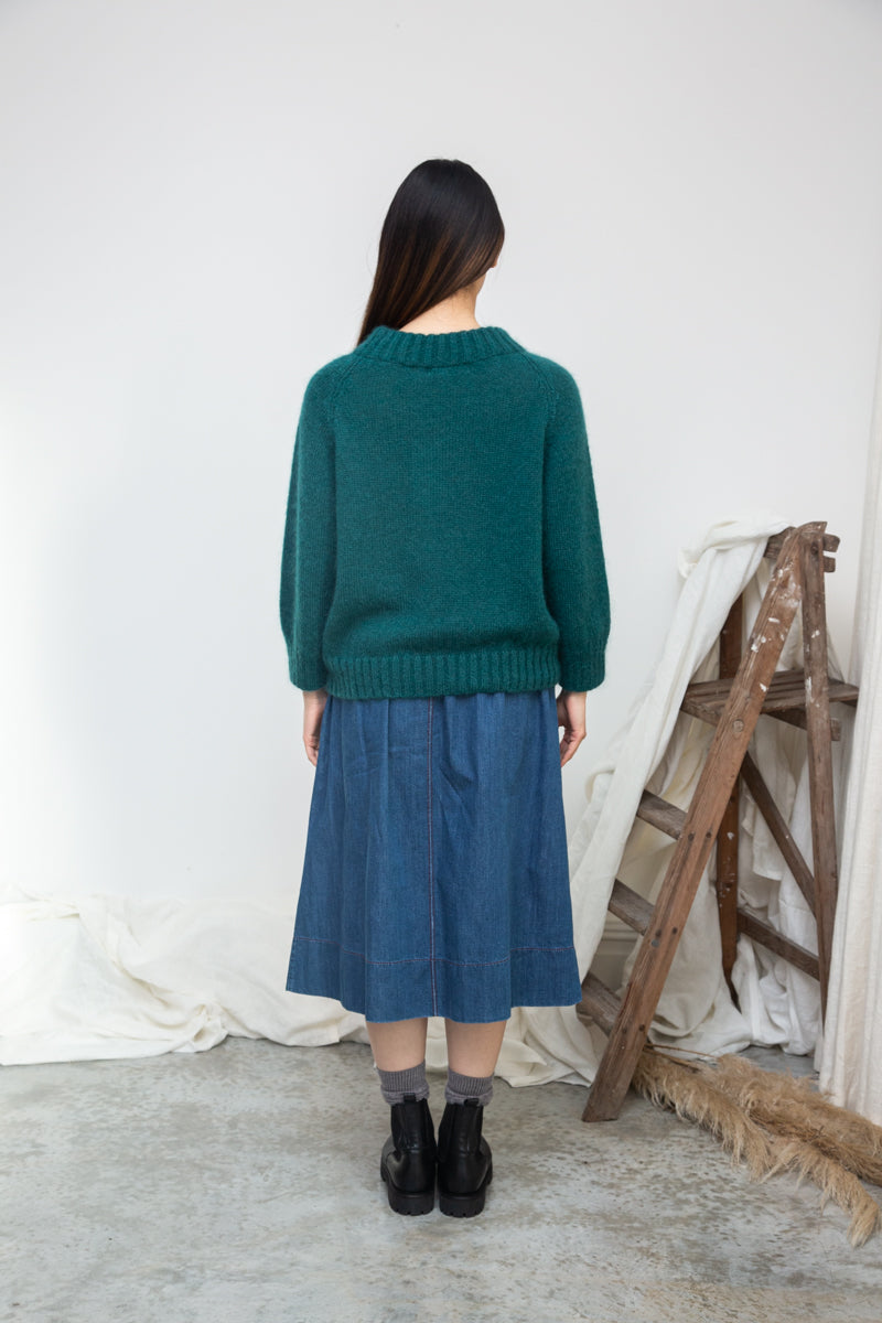 Solstice Mohair Knitted Jumper in Pine by HANNAH BEAUMONT