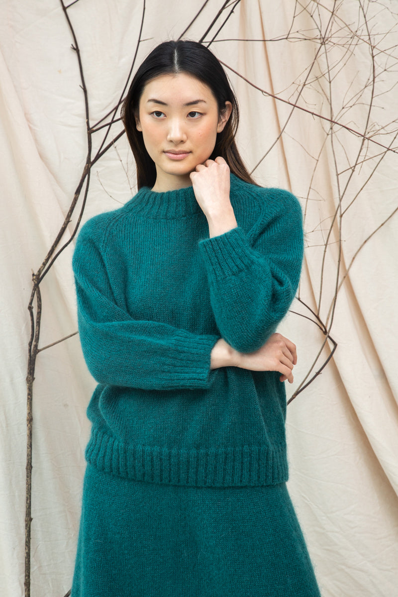 Solstice Mohair Knitted Jumper in Pine