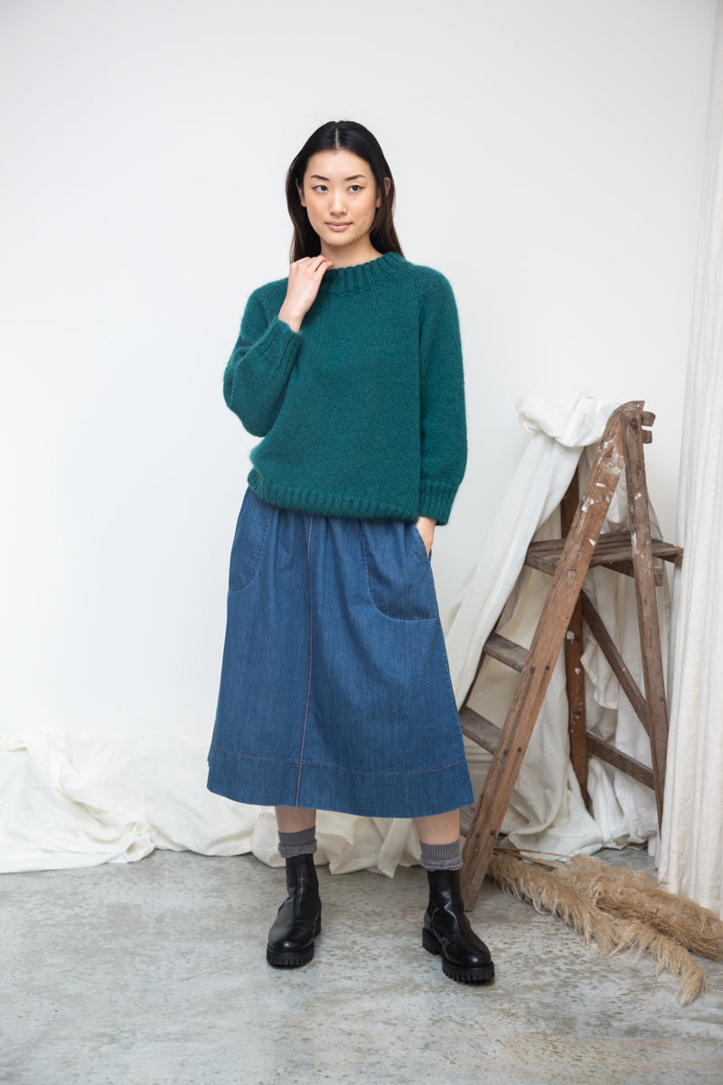 Solstice Mohair Knitted Jumper in Pine