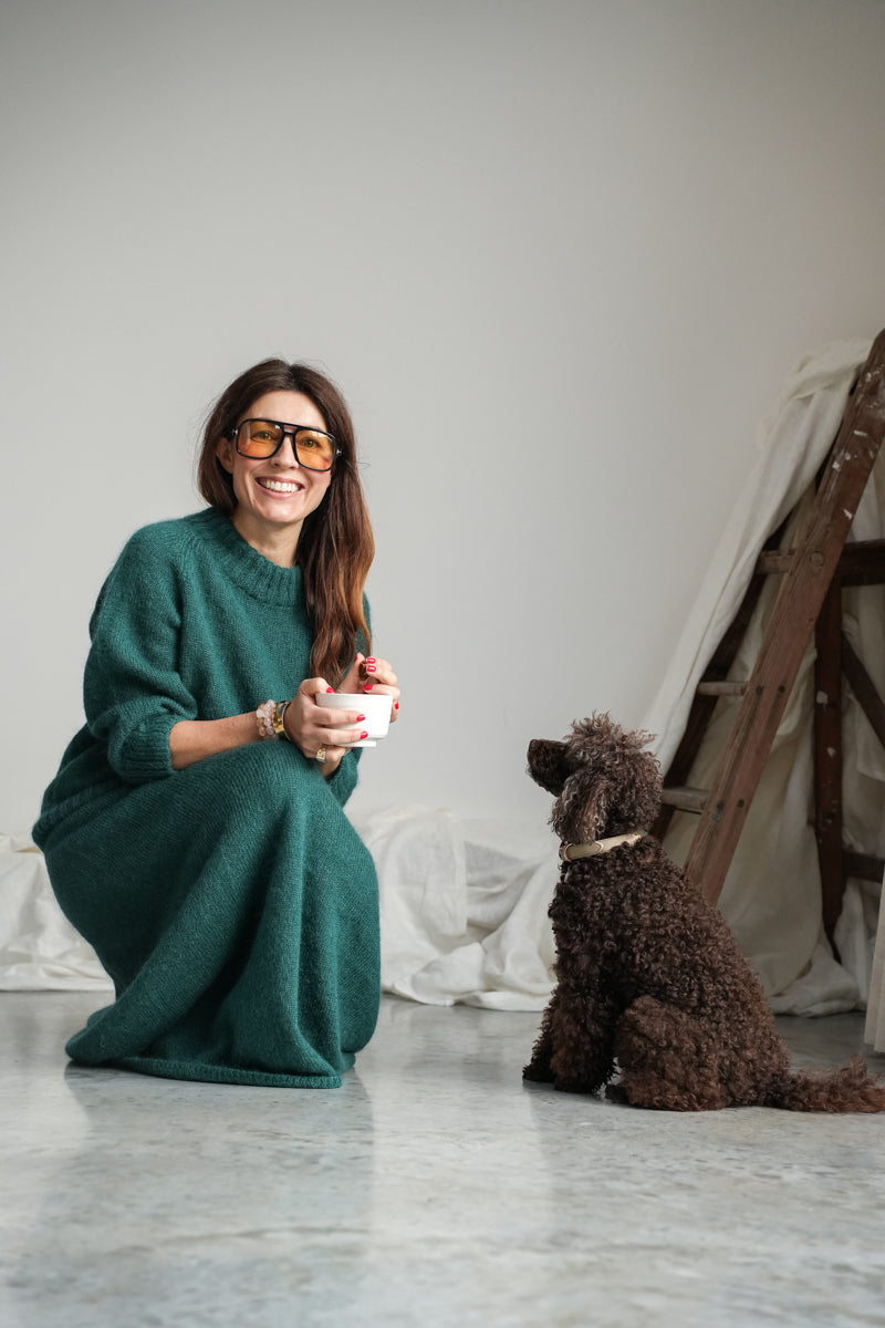 Solstice Mohair Knitted Jumper in Pine