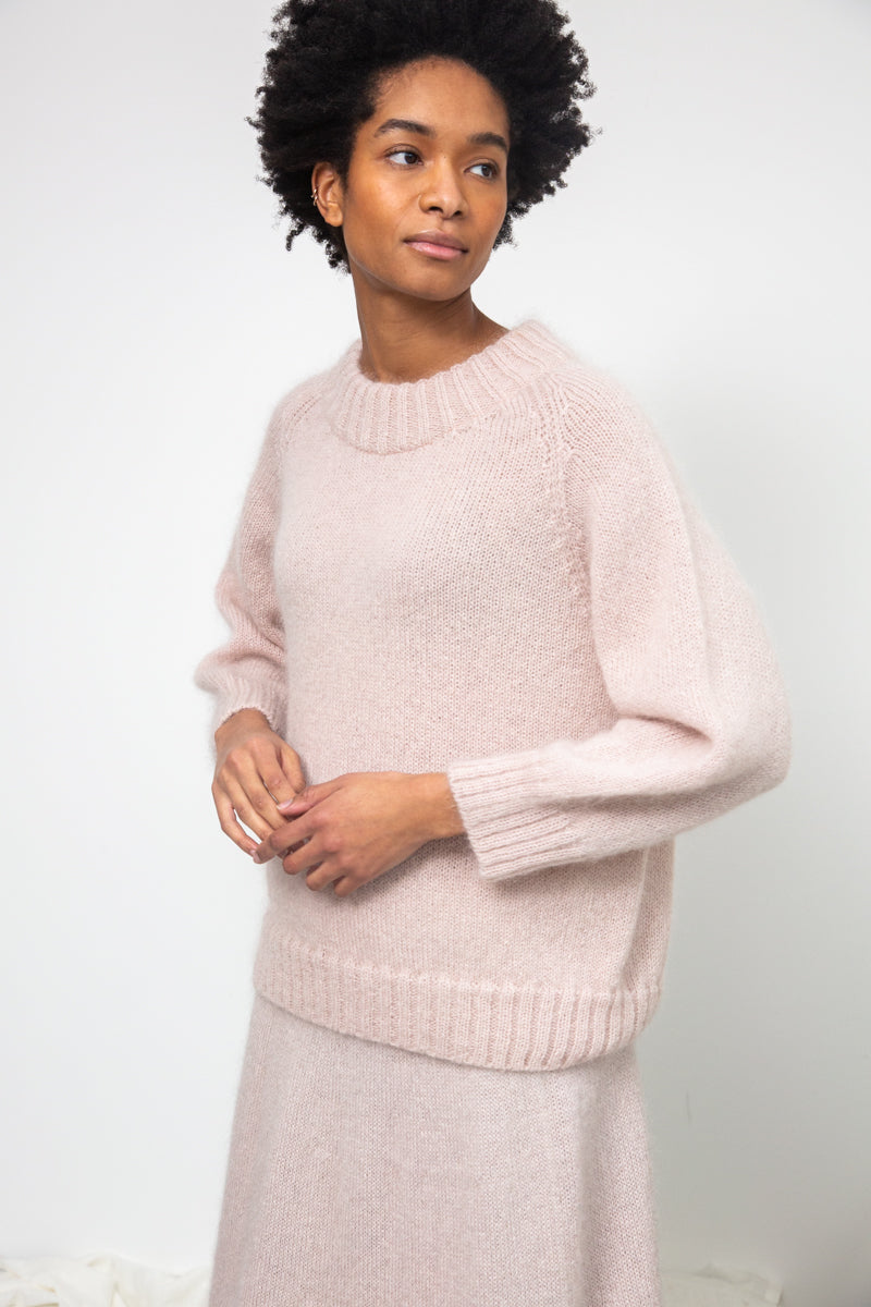 Solstice Mohair Knitted Jumper in Shell Pink