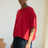 Alessia Cotton Linen Knit Top in Scarlet