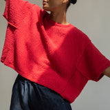Alessia Cotton Linen Knit Top in Scarlet