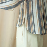 Amanda-Sue Organic Cotton Woven Shirt in Beige Multi Stripe