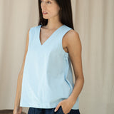 Azure Organic Cotton Poplin Top in Powder Blue