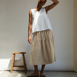 Azure Organic Cotton Poplin Top in White