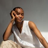 Azure Organic Cotton Poplin Top in White