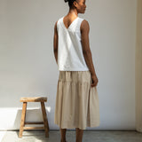 Cecilia Organic Cotton Poplin Skirt in Sand