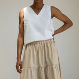 Cecilia Organic Cotton Poplin Skirt in Sand