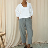 Cedar-Cay Organic Cotton Double Gauze Trouser in Monochrome Gingham