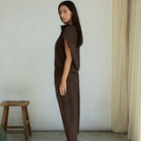 Cedar Organic Cotton Poplin Trouser in Cacao
