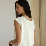 Florence Cotton Linen Knit Vest in Off White