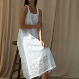 Freya-Fay Cotton Lace Dress in White by HANNAH BEAUMONT