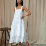 Freya-Fay Cotton Lace Dress in White by HANNAH BEAUMONT