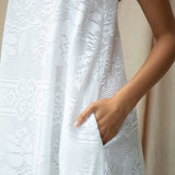 Freya-Fay Cotton Lace Dress in White by HANNAH BEAUMONT