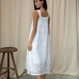 Freya-Fay Cotton Lace Dress in White by HANNAH BEAUMONT