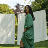 Henrietta Organic Cotton Cheesecloth Dress in Palm Green