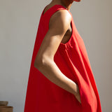 Imogen-May Cotton Linen Dress in Scarlet