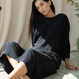Ivy Organic Cotton Cheesecloth Top in Black
