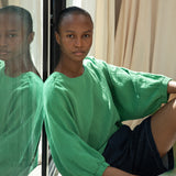 Ivy Organic Cotton Cheesecloth Top in Palm Green