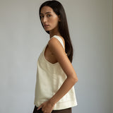 Jess-Leigh Organic Cotton Denim Vest in Ecru