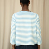 Leia-Sue Organic Cotton Jersey Stripe Top in Pale Blue & White Stripe