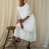Lyla-Fay Cotton Lace Skirt in White by HANNAH BEAUMONT