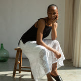 Lyla-Fay Cotton Lace Skirt in White by HANNAH BEAUMONT