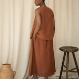 Lyla-May Linen Skirt in Russet