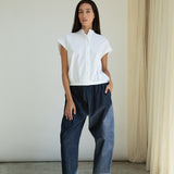 Nancy Organic Cotton Jersey and Poplin Shirt in White