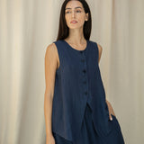 Olivia-May Linen Waistcoat in Midnight