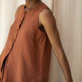 Olivia-May Linen Waistcoat in Russet