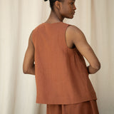 Olivia-May Linen Waistcoat in Russet