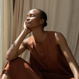 Olivia-May Linen Waistcoat in Russet