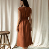 Ottillie-May Linen Dress in Russet