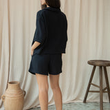Paola Organic Cotton Cheesecloth Shorts in Black