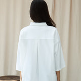 Reese Organic Cotton Jersey and Poplin Shirt in White