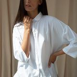 Reese Organic Cotton Jersey and Poplin Shirt in White