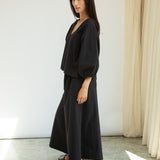 Renee Organic Cotton Poplin Top in Black