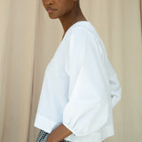 Renee Organic Cotton Poplin Top in White