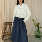 Sugi Cotton Linen Knit Cardigan in Off White