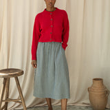 Sugi Cotton Linen Knit Cardigan in Scarlet