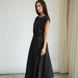 Tanya Organic Cotton Jersey and Poplin Dress in Black