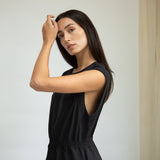 Tanya Organic Cotton Jersey and Poplin Dress in Black
