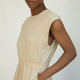 Tanya Organic Cotton Jersey and Poplin Dress in Sand