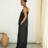 Toni-May Cotton Linen Vest in Black