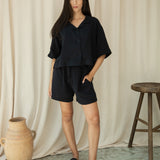Ameera Organic Cotton Cheesecloth Shirt in Black